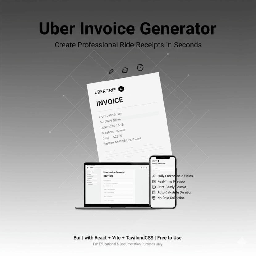 I Built a Custom Uber Invoice Generator – Here's How You Can Use It! Image of Uber Invoice Genarator